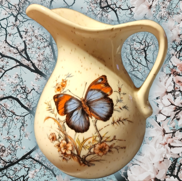 Vtg Creamer Honey Syrup Pitcher Butterfly Bud Vase Pen Pencil Holder